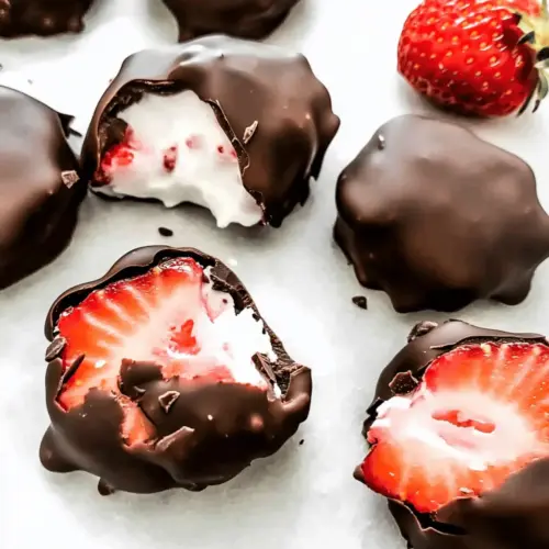 Chocolate Strawberry Frozen Yogurt Bites