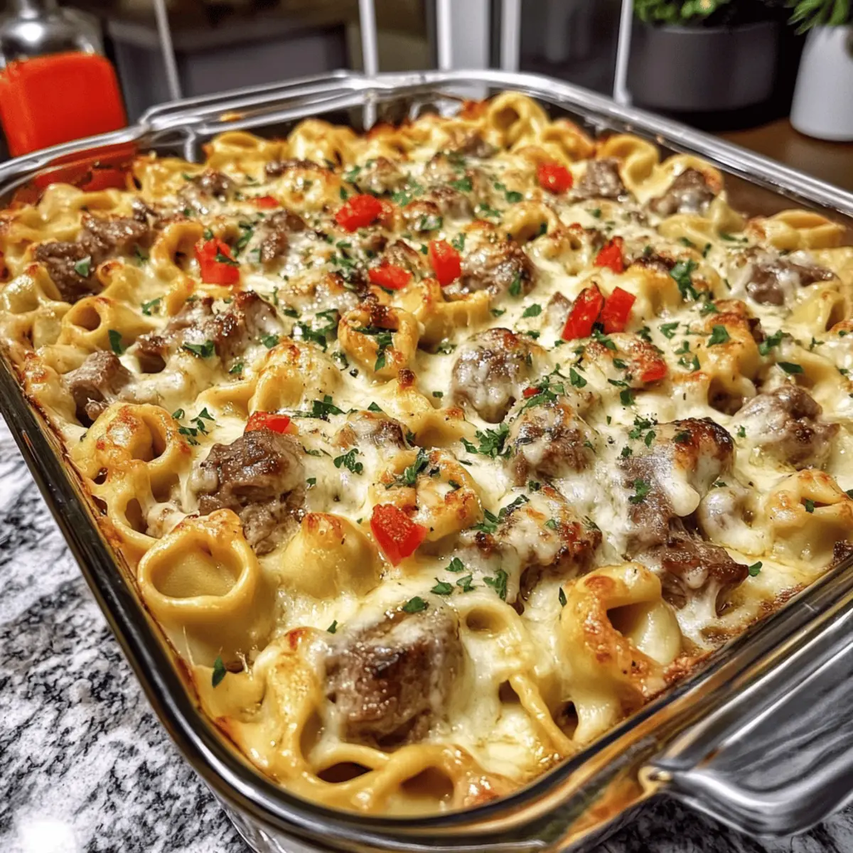 Golden Cheese Steak Tortellini Casserole for Cozy Nights 4 Golden Cheese Steak Tortellini Casserole