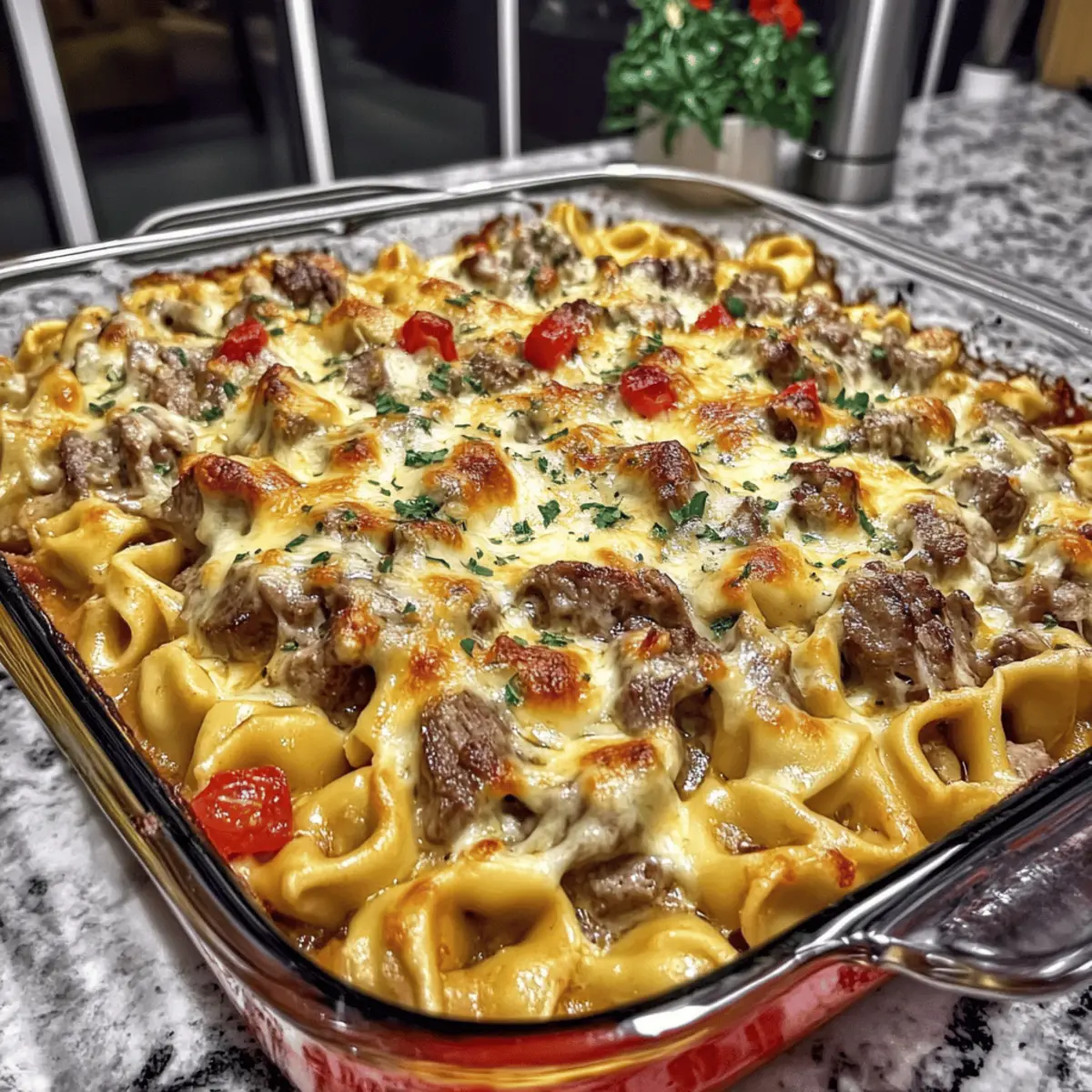Golden Cheese Steak Tortellini Casserole for Cozy Nights 3 Golden Cheese Steak Tortellini Casserole uggnwz