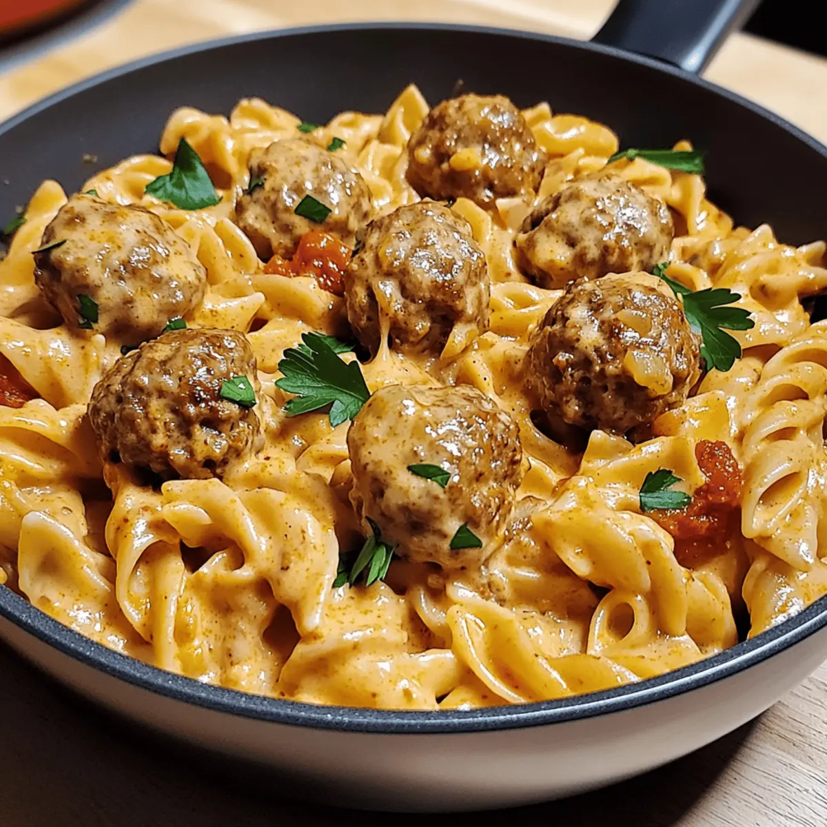 One-Pot Creamy Cajun Meatball Pasta: Comfort in Every Bite 1 One Pot Creamy Cajun Meatball Pasta oug19a