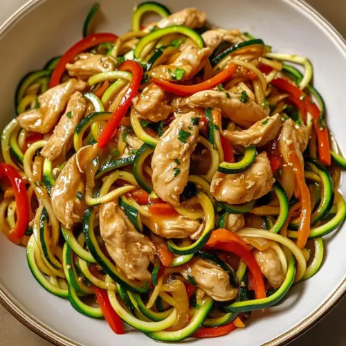Chicken Zucchini Noodles Stir Fry