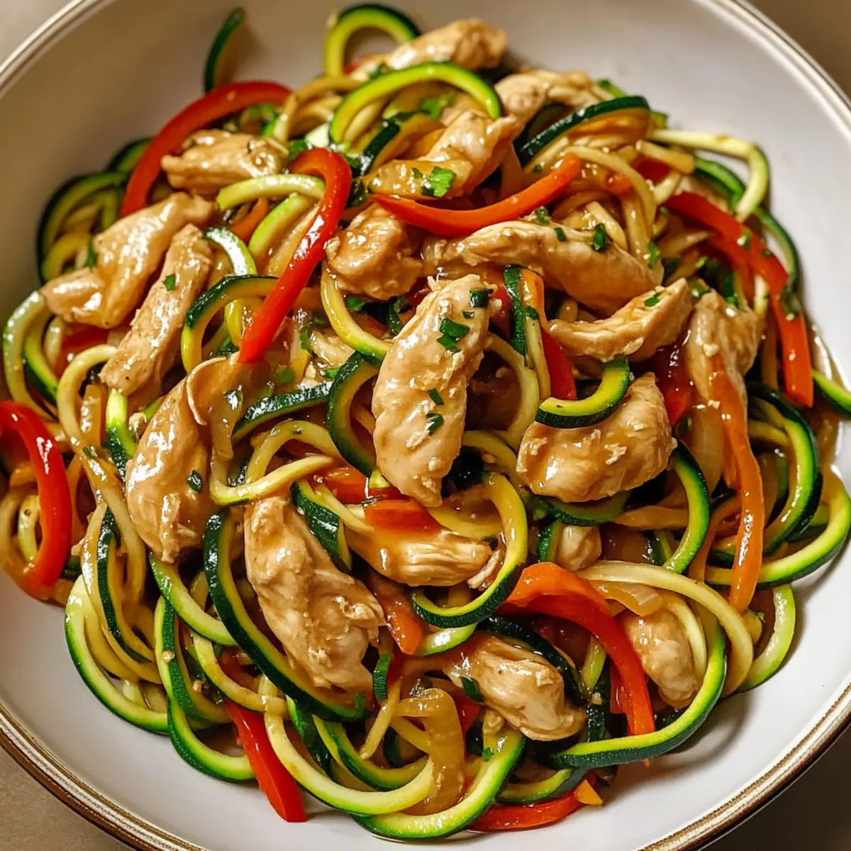 Chicken Zucchini Noodles Stir Fry