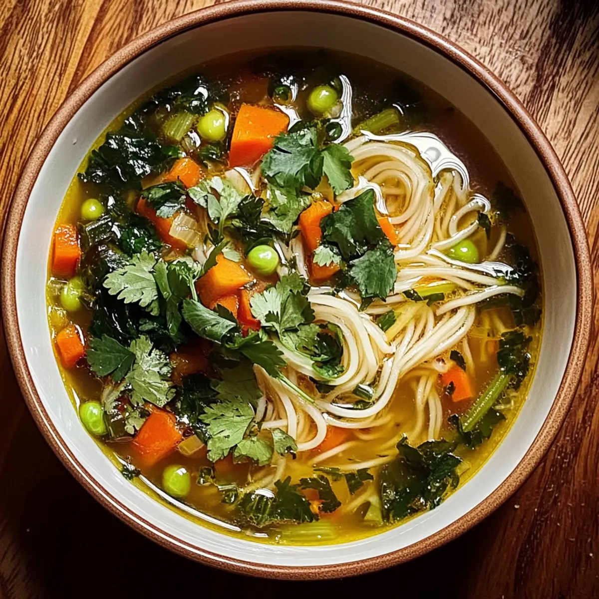 Ginger Garlic Broth with Rice Noodles