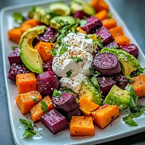 Roasted Beet, Sweet Potato & Avocado Salad
