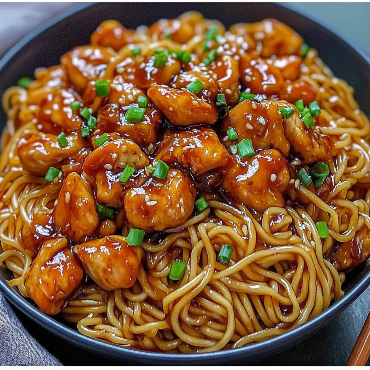 Sticky Garlic Chicken Noodles