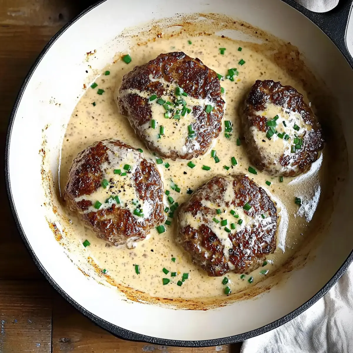 Salisbury Steaks in Horseradish Parmesan Sauce for Cozy Nights 4 Salisbury Steaks in Horseradish Parmesan Sauce