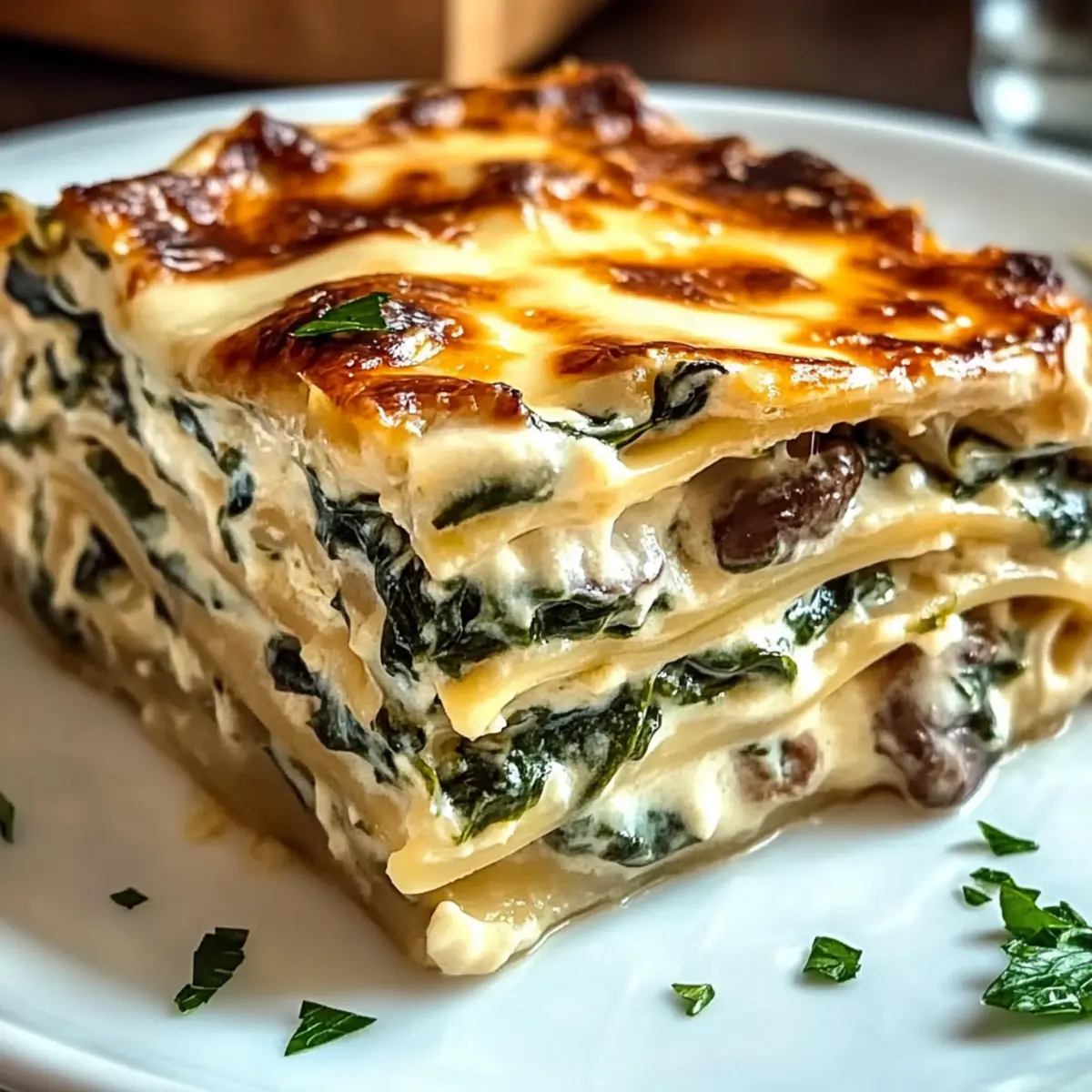 reamy Spinach Mushroom Lasagna