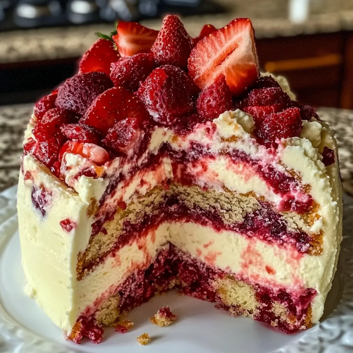 Strawberry Earthquake Cake