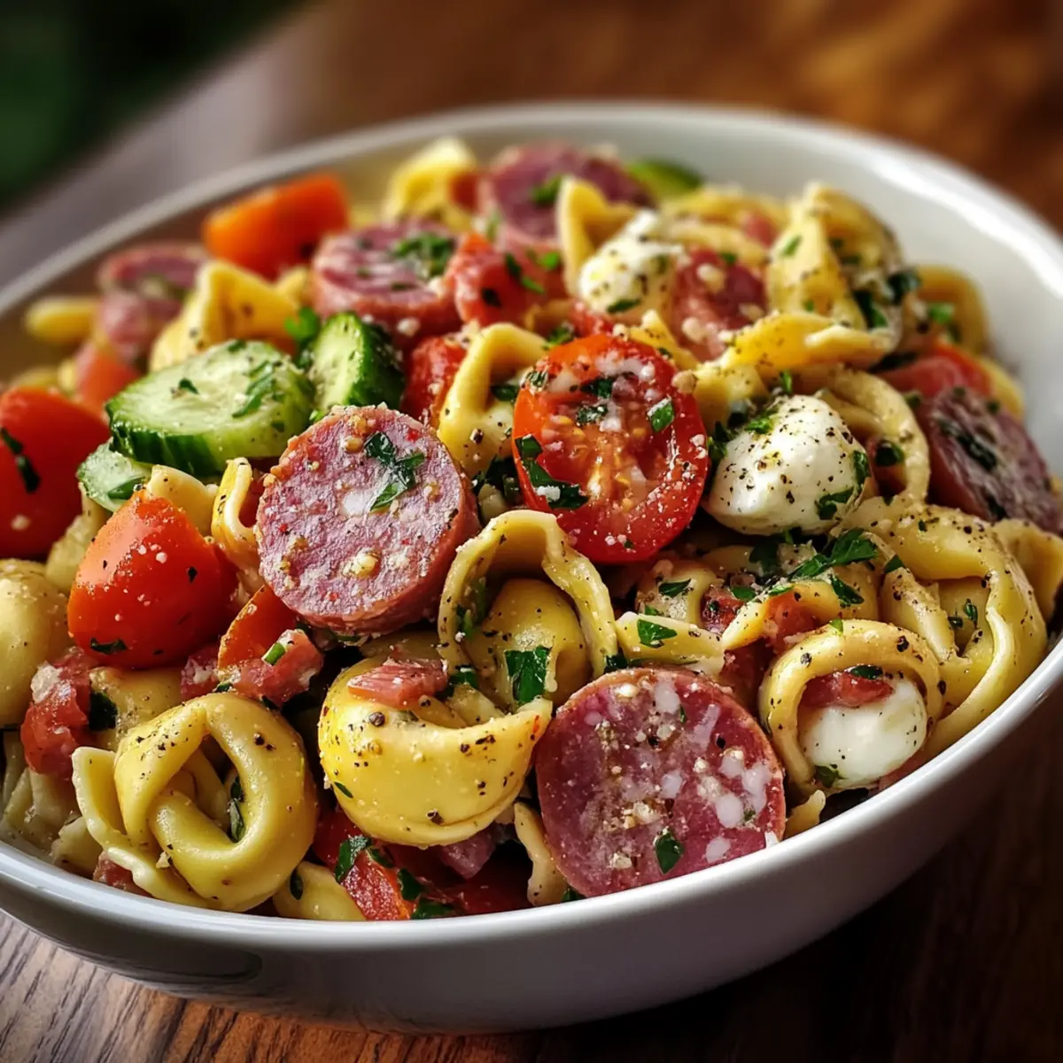 Salami-Mozzarella Tortellini Pasta Salad