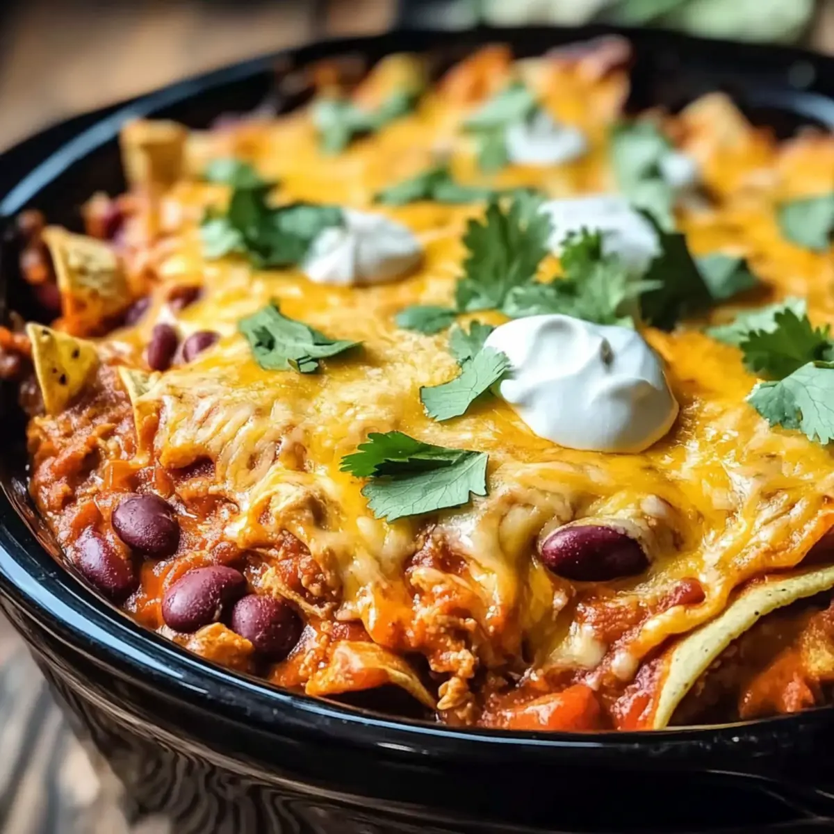 Crockpot Chicken Enchilada Casserole