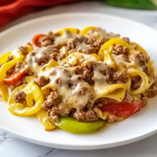 Crock Pot Cheesesteak Tortellini