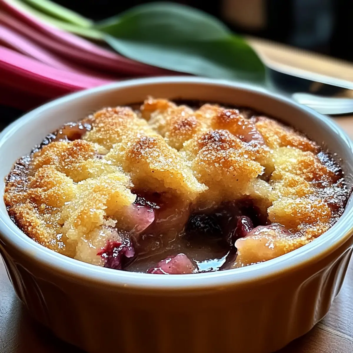 Baked Sticky Rhubarb Pudding