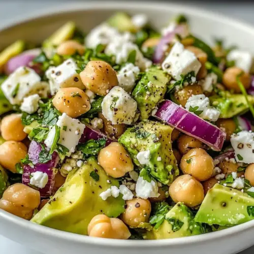 Chickpea Feta Avocado Salad