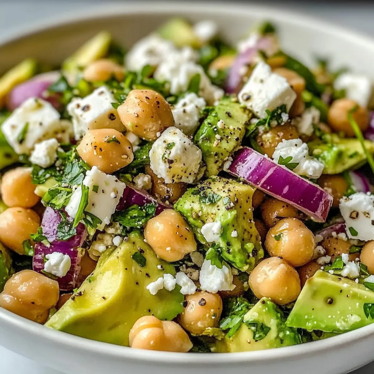 Chickpea Feta Avocado Salad