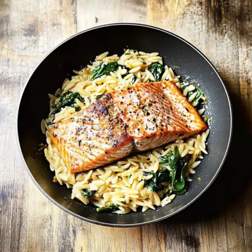 One Skillet Salmon with Lemon Orzo