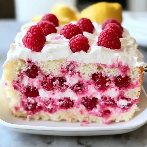 Heavenly Raspberry Cream Angel Food Cake