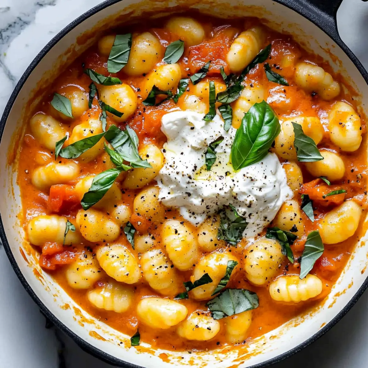 Creamy Tomato Gnocchi with Burrata