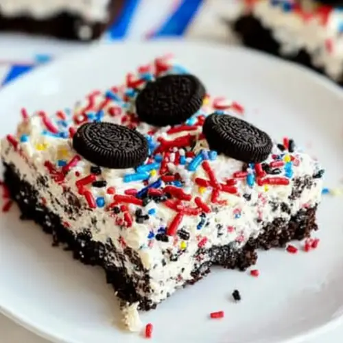 No Bake Fireworks Oreo Cheesecake Bars