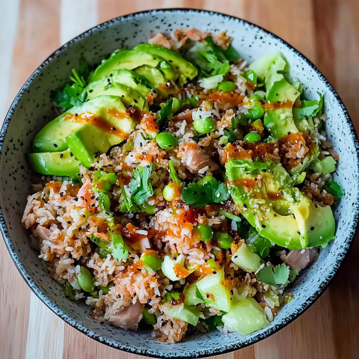 Tuna Avocado Crispy Rice Salad