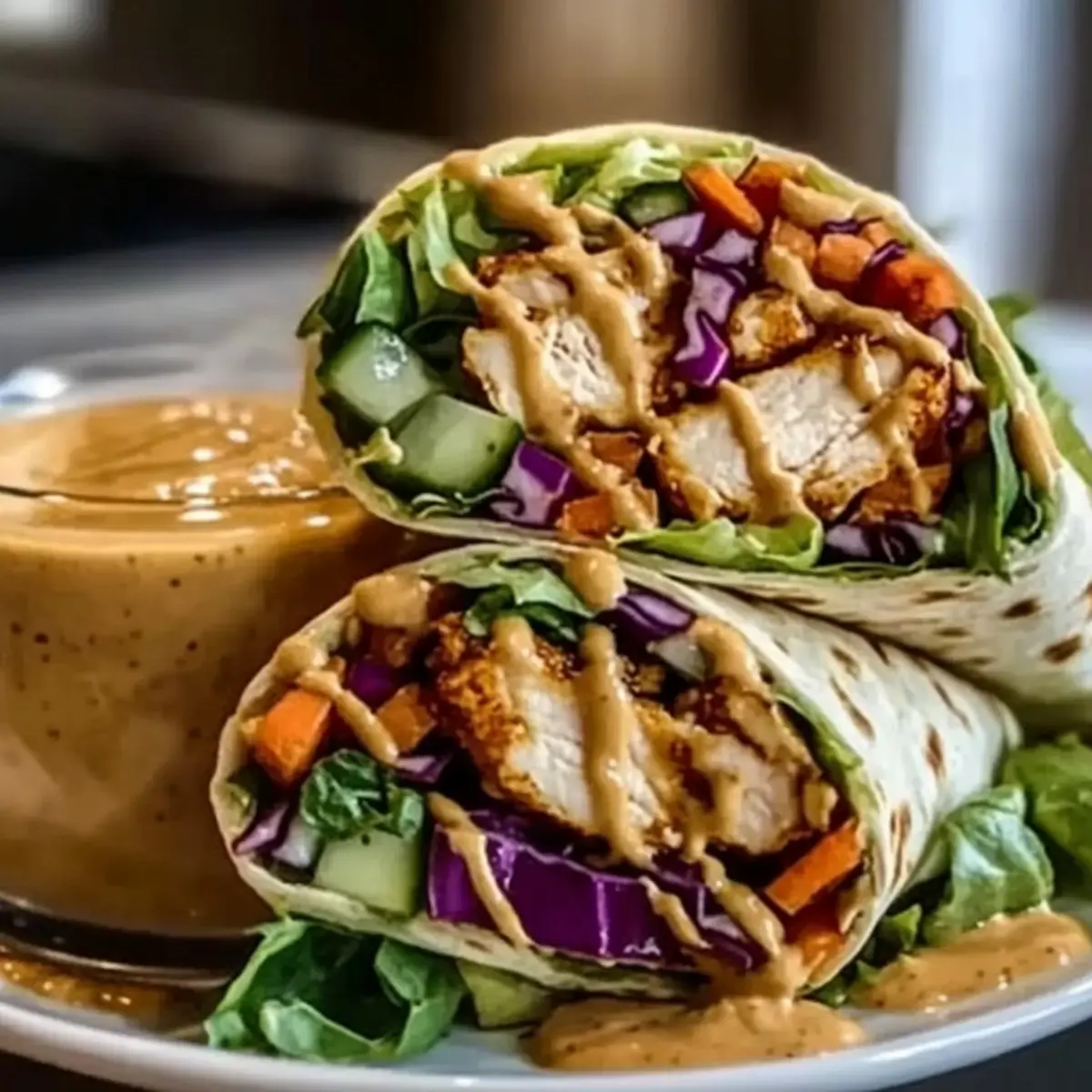 Thai Peanut Chicken Wraps