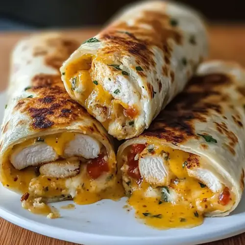 Ooey-Gooey Cheesy Garlic Chicken Wraps