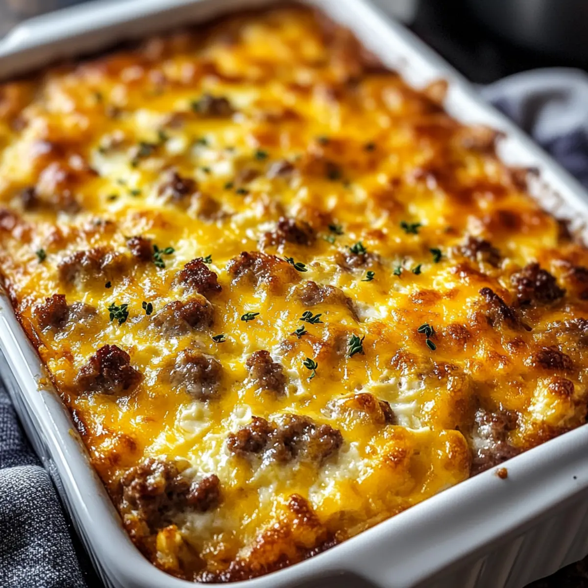 Sausage, Egg, and Cream Cheese Hashbrown Casserole