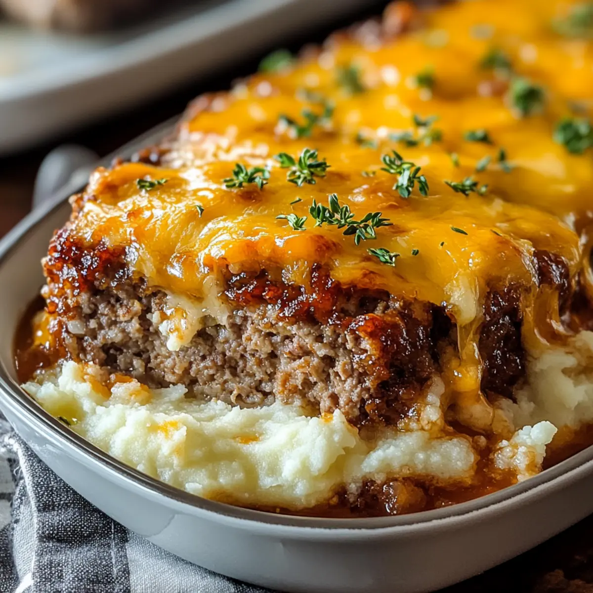 Meatloaf with Mashed Potatoes and Cheese