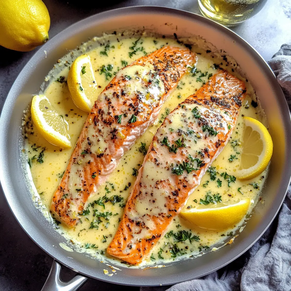 Baked Salmon with Lemon Butter Cream Sauce