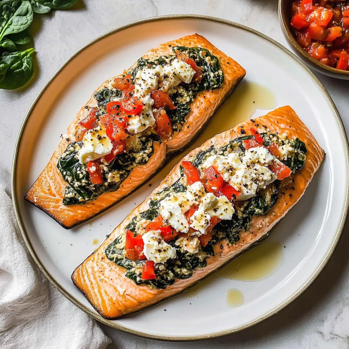 Stuffed Salmon With Spinach & Feta