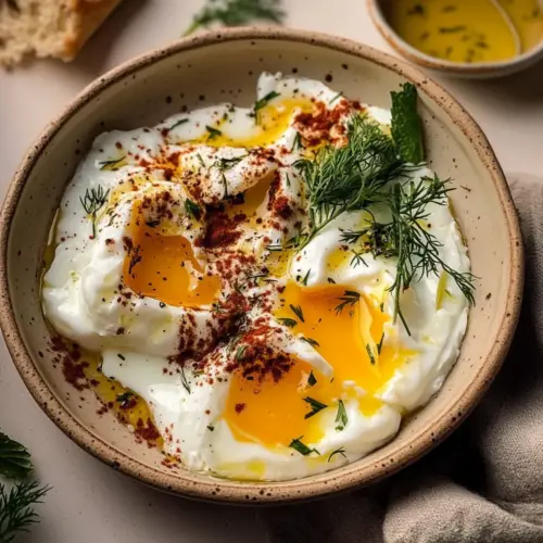 Turkish Eggs with Creamy Yogurt & Butter Sauce