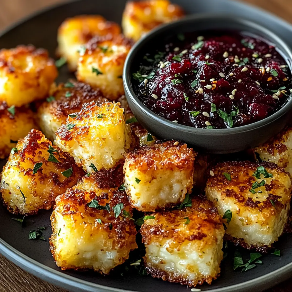 Crispy Halloumi & Feta Bites with Hot Honey Cranberry Dip Delights 4 Crispy Halloumi & Feta Bites with Hot Honey Cranberry Dip