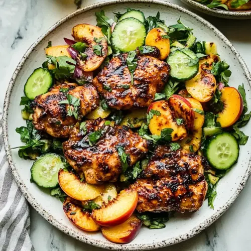 Grilled Honey Mustard Chicken with Peach Salad