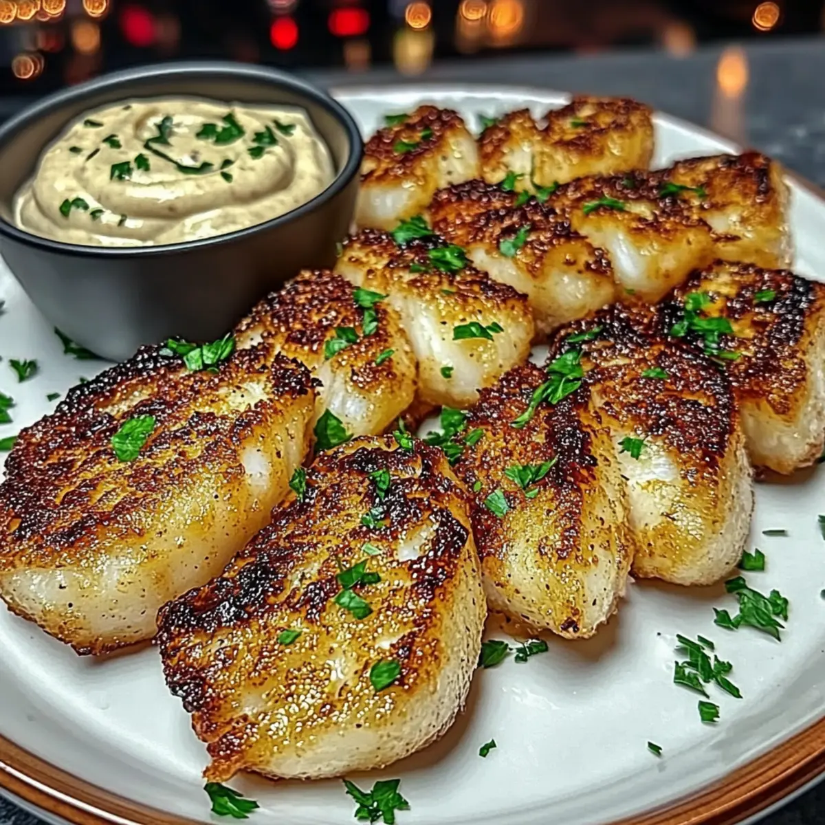 Lemon Butter Fish Bites with Garlic Aioli