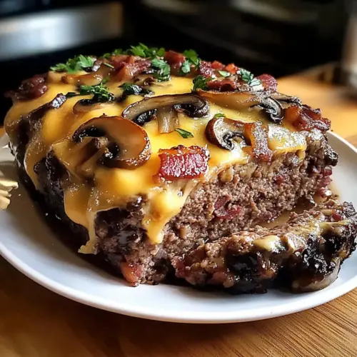 Swiss Bacon Mushroom Meatloaf – Cheesy & Hearty Classic