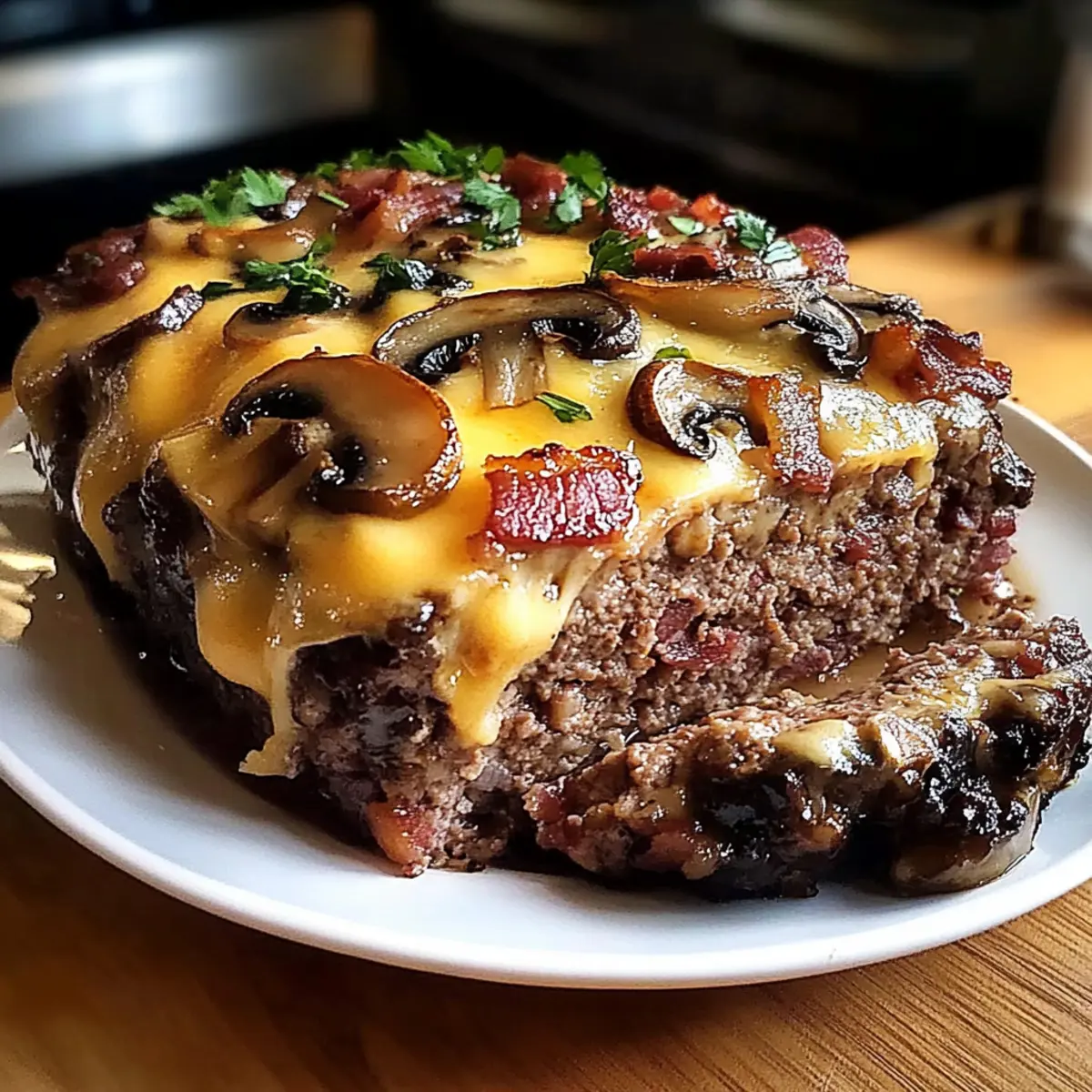Swiss Bacon Mushroom Meatloaf – Cheesy & Hearty Classic