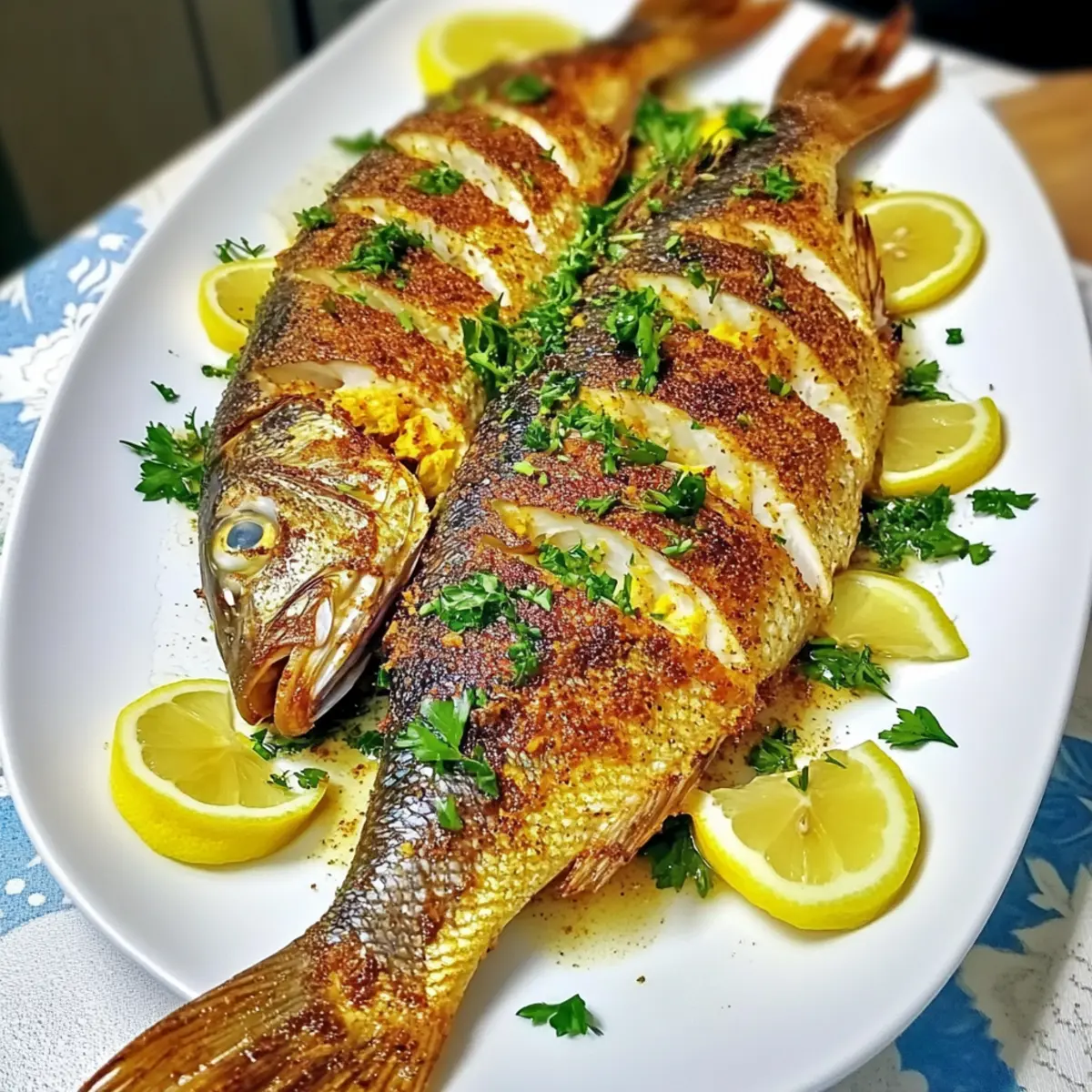 Oven Baked Whole Yellowtail Snapper
