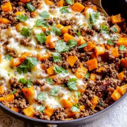 Southwest Ground Beef and Sweet Potato Skillet