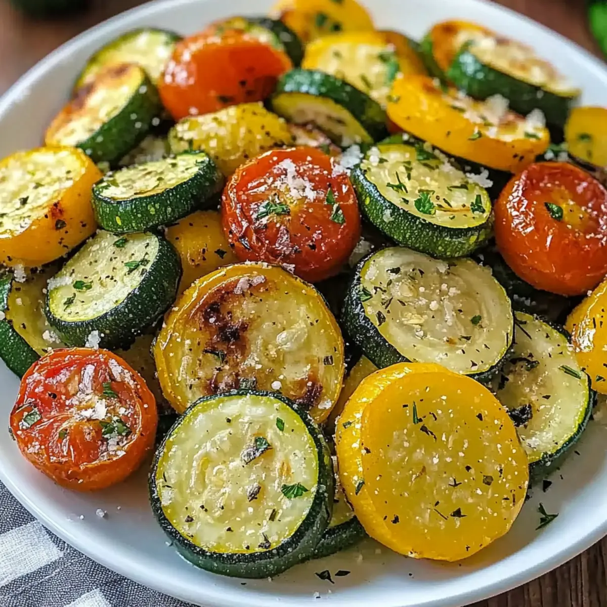 Roasted Garlic-Parmesan Zucchini, Squash, and Tomatoes