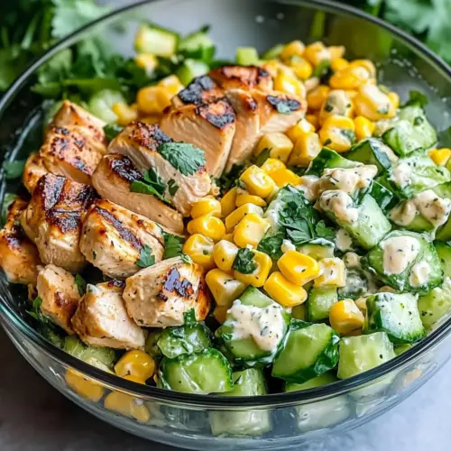Street Corn Creamy Cucumber Chicken Salad