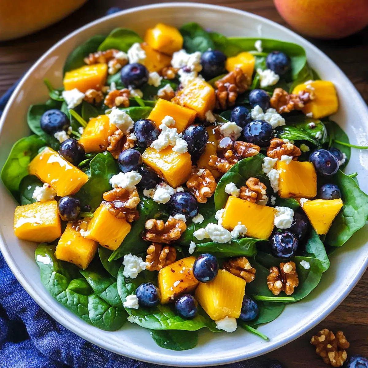 Mango Salad with Spinach and Blueberries