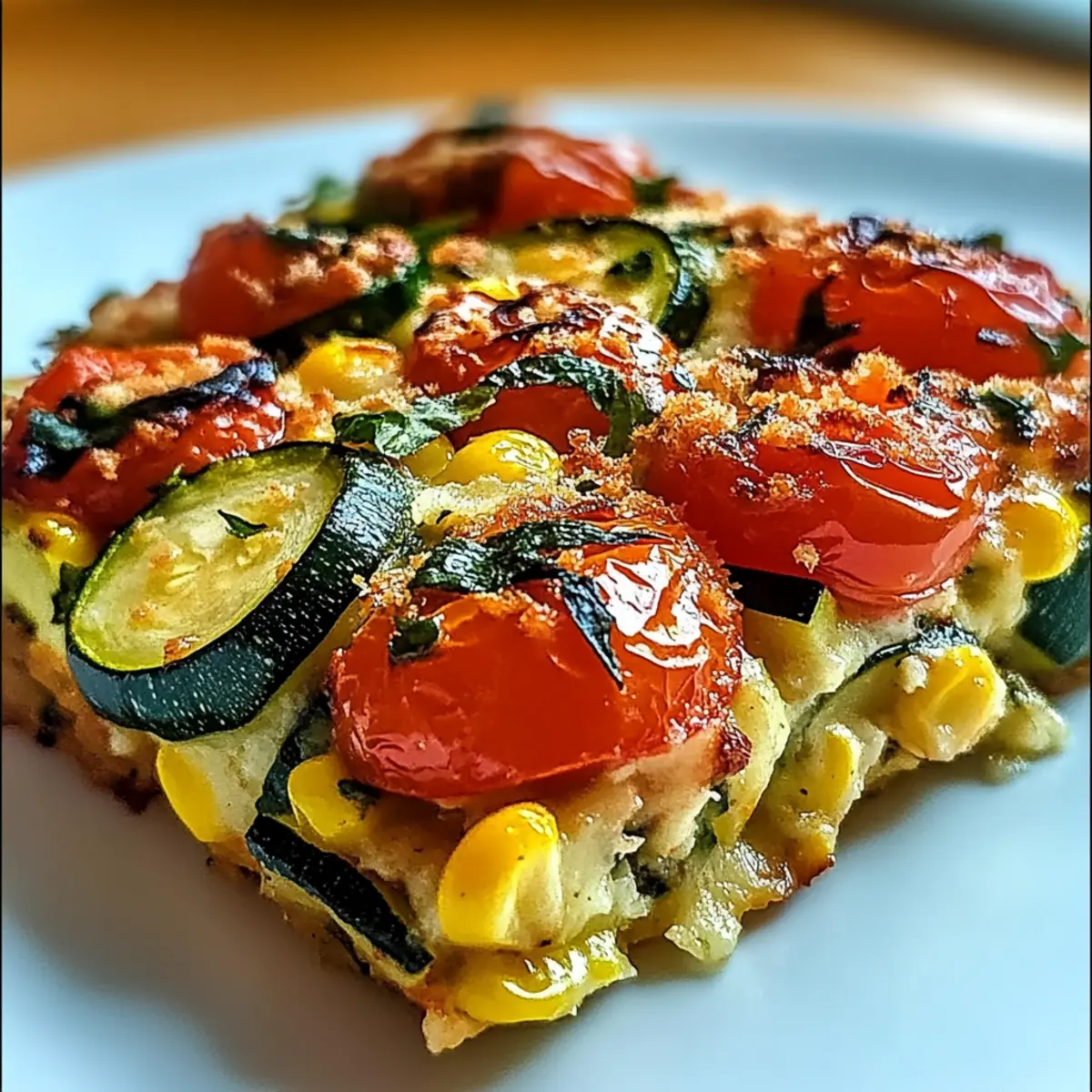 Cheesy Zucchini Corn Tomato Bake with Parmesan Crust Delight 4 Cheesy Zucchini Corn Tomato Bake with Parmesan Crust