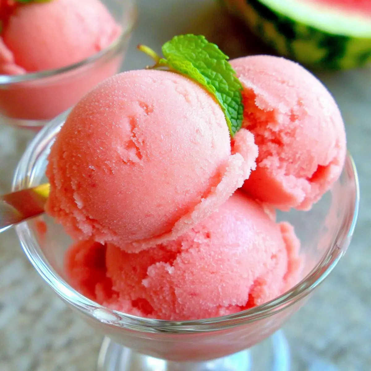 Watermelon sorbet with coconut