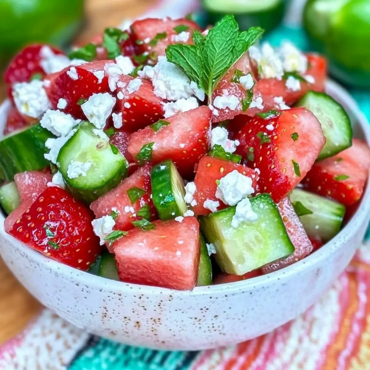 Cool and Refreshing Cucumber Watermelon Strawberry Salad 4 Cucumber Watermelon Strawberry Salad