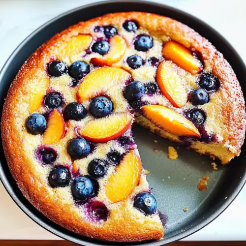 Peach and Blueberry Greek Yogurt Cake