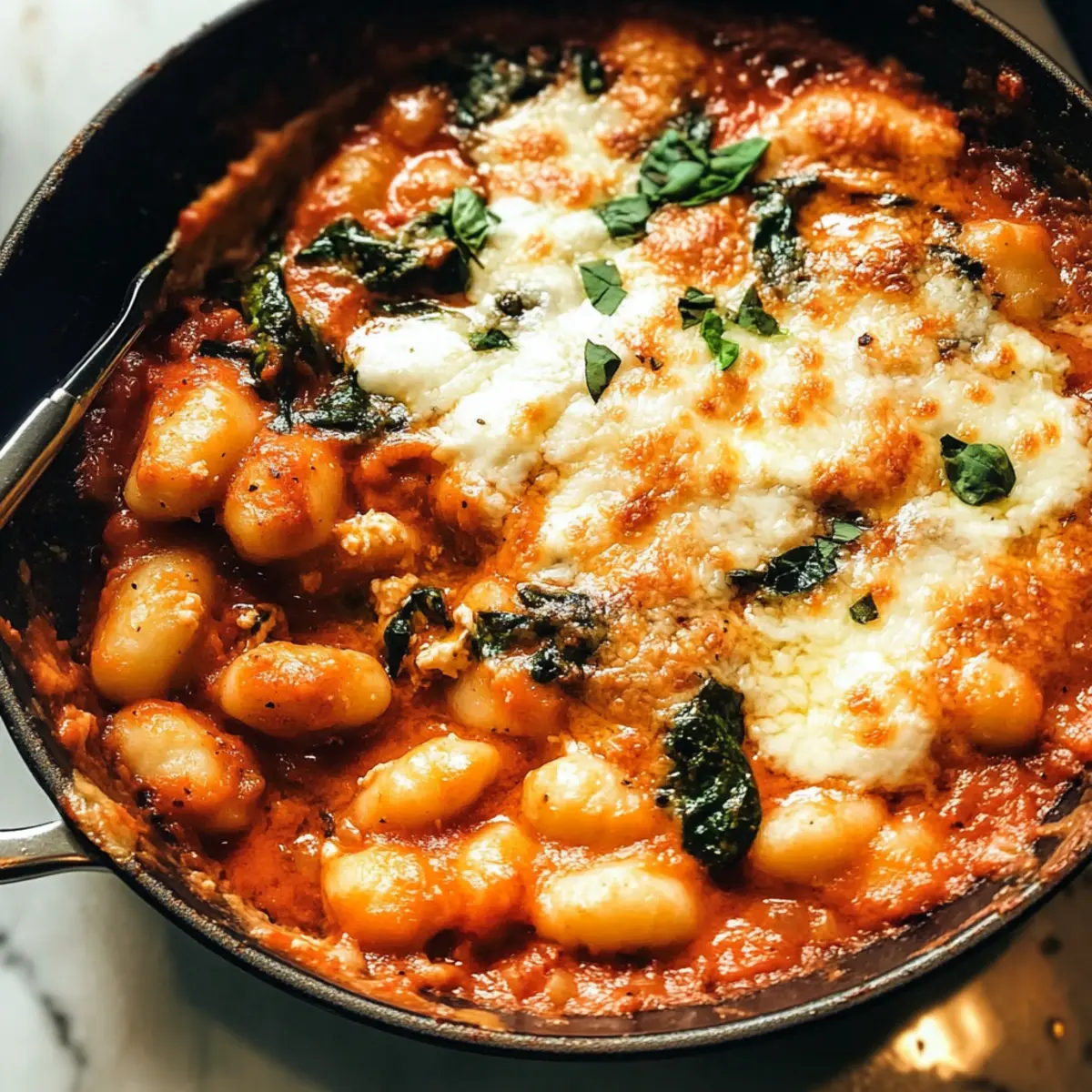 Three Cheese Baked Gnocchi with Spinach