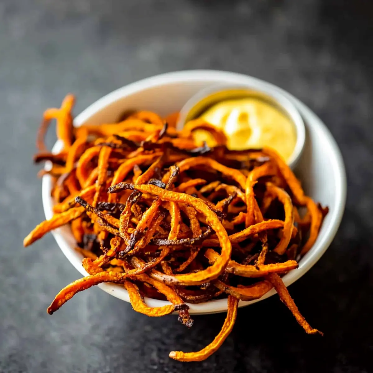Crispy Spiralized Sweet Potato Fries with Curry Dip Delight 4 Spiralized Sweet Potato Fries