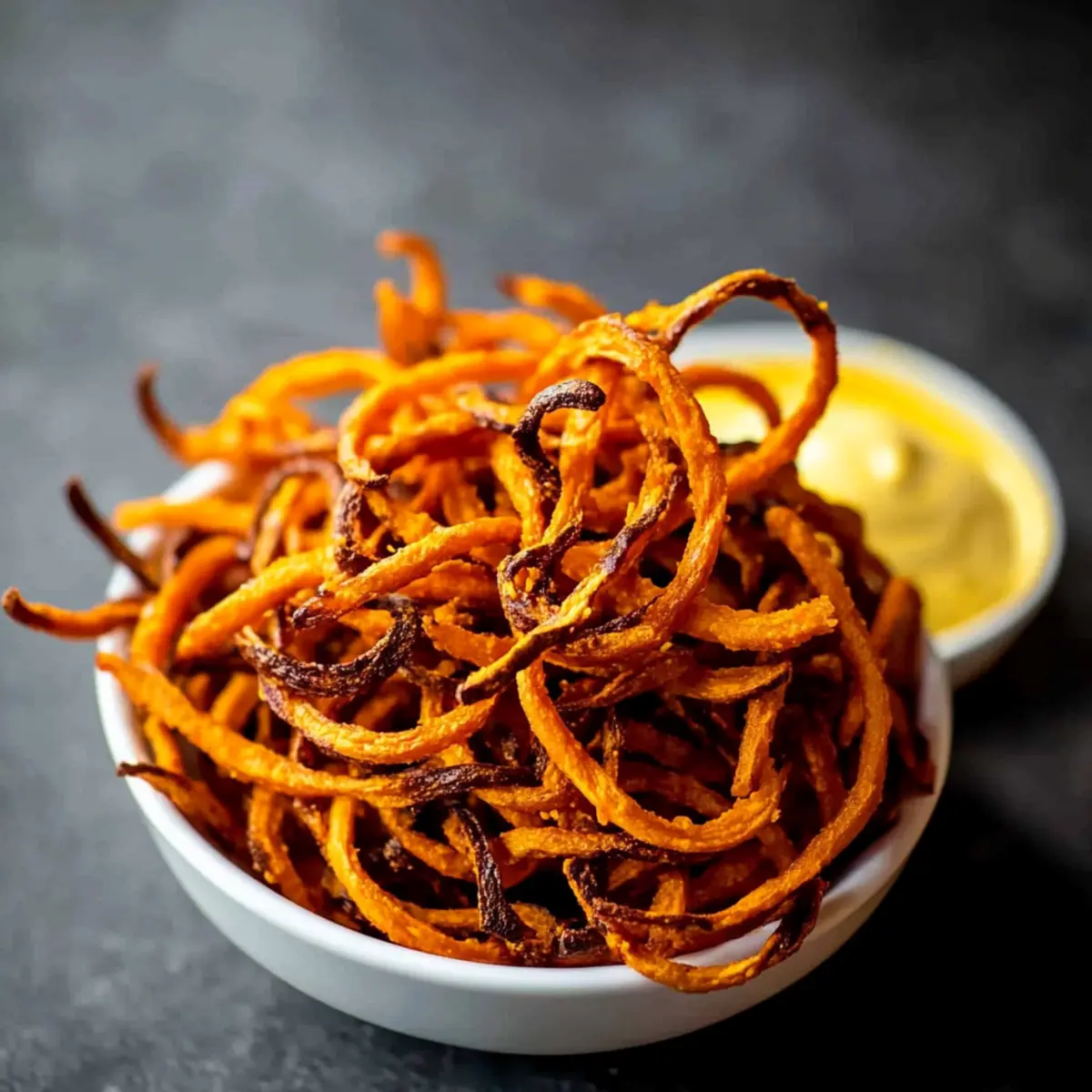 Crispy Spiralized Sweet Potato Fries with Curry Dip Delight 3 unnamed file 155