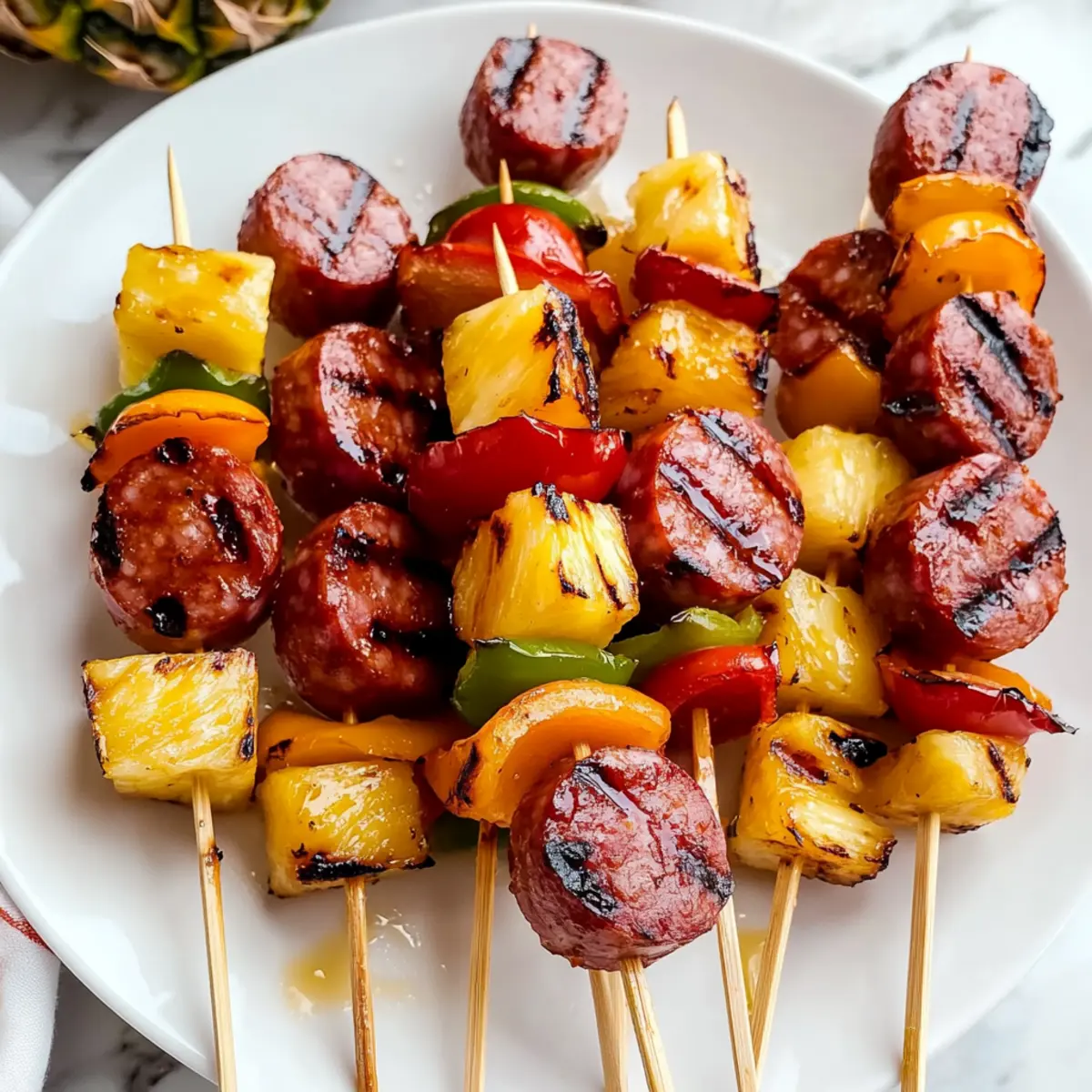 Grilled Pineapple Kielbasa Skewers