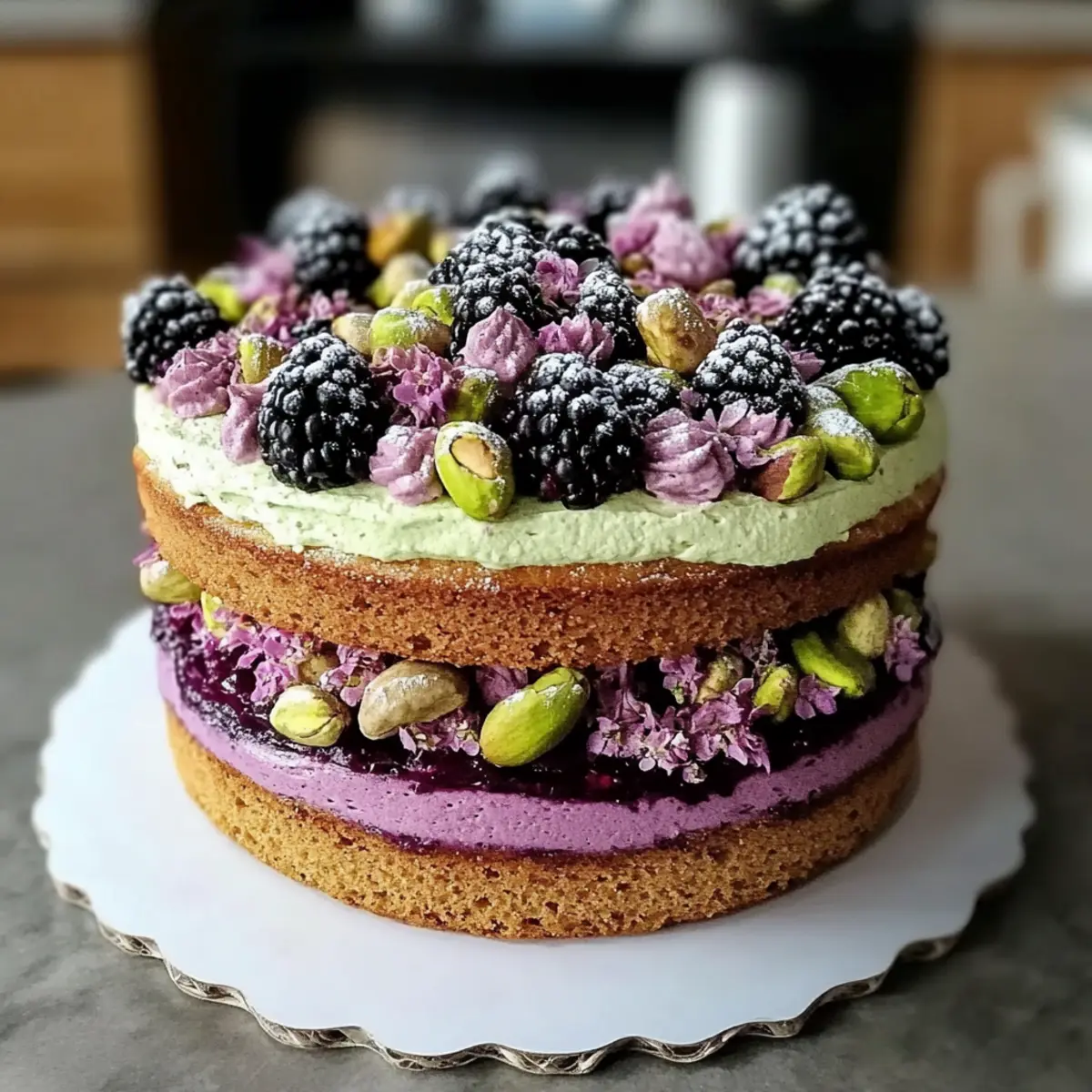Pistachio and Blackberry Olive Oil Cake