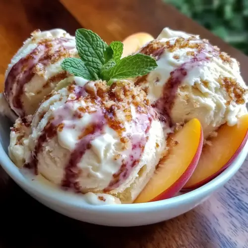 Creamy No-Churn Peach Bourbon Ice Cream